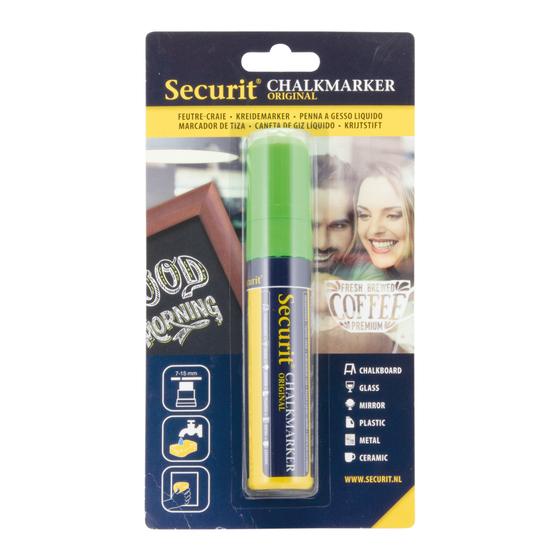 12er-Set Securit Kreidemarker mit Blockspitze im Blister Grün für Gastronomie, Handel und Deko
