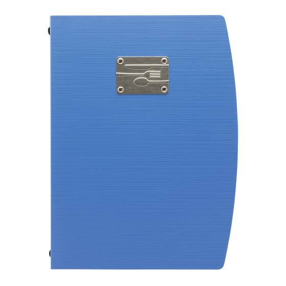 10er-Set Securit Rio Menükartenhalter A4 Blau mit Besteck-Motiv für Café Bistro Restaurant