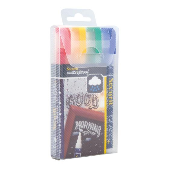 12er-Set Securit wasserfeste Kreidemarker-Set im Etui, 4 Stück bunt sortiert für den Außenbereich