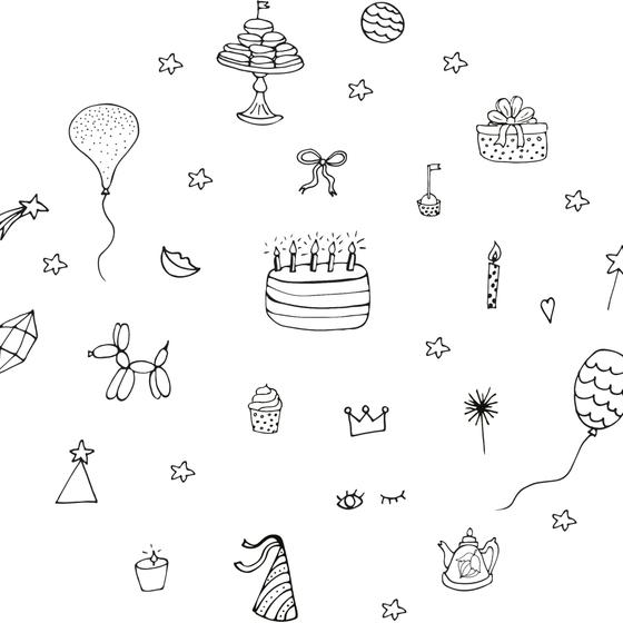 6er-Set Securit Windoodle Fenster-Schablonen A2 Happy-Birthday-Girlande für Partydeko und Café