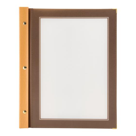 10er-Set Securit Wood Menükartenhalter A4 Braun mit Teakholz-Rücken für Restaurant und Bar
