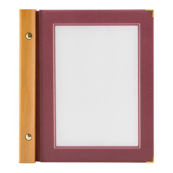 10er-Set Securit Wood Menükartenhalter A5 Teakholz Weinrot für Restaurant Café Bar und Hotel