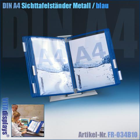 Display board stand tarifold metal with 10 A4 display boards blue