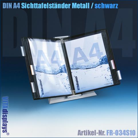 Display board stand metal with 10 A4 display boards black