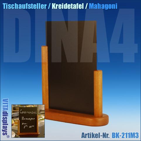 Table Display with Chalkboard DIN A4 Mahogany