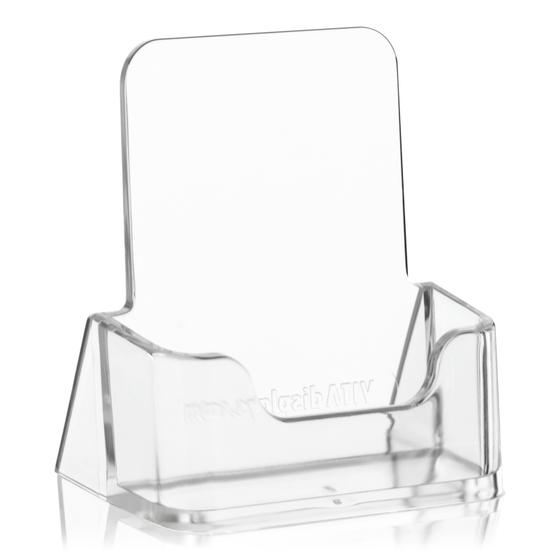 Visitenkartenhalter im Hochformat als glasklarer Visitenkarten-Ständer und Spender