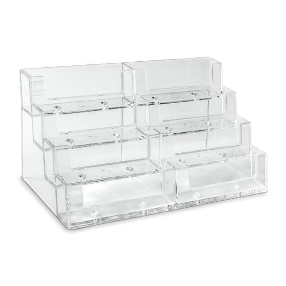 Visitenkartenhalter, Visitenkartenständer, transparent, Visitenkarten-Spender, acht Fächer auf 2 x 4 Etagen