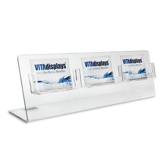 Deluxe business card holder as business card presenter and crystal clear dispenser with 3 trays