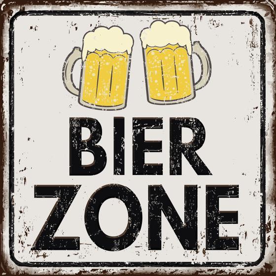 Kühlschrankmagnet "BIER ZONE" Kneipen-Magnet Blechschild Look