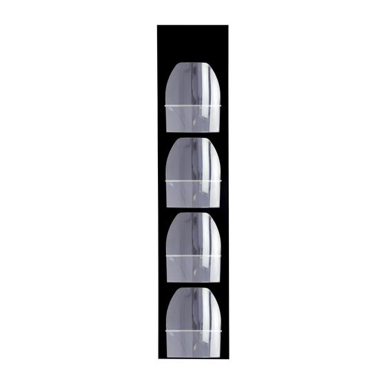 Wandprospekthalter für 4 x DIN A4, Alu-Verbund-Paneel in schwarz, Taschen frei umhängbar, 1450 x 300 mm