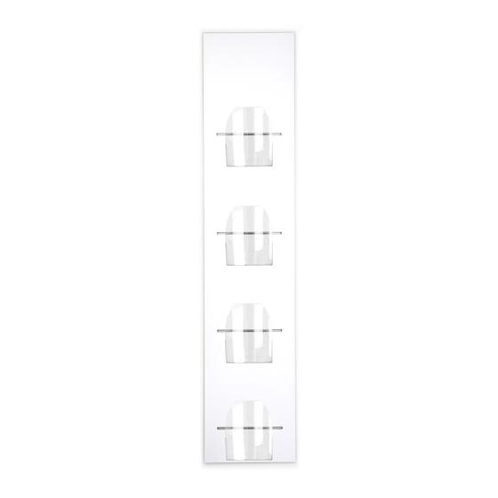 Wandprospekthalter für 4 x DIN A5, Alu-Verbund-Paneel in weiß, Taschen frei umhängbar, 1450 x 300 mm