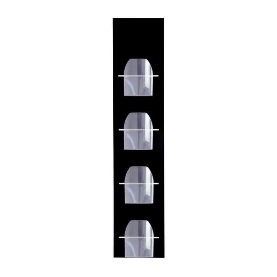 Wandprospekthalter für 4 x DIN A5, Alu-Verbund-Paneel in schwarz, Taschen frei umhängbar, 1450 x 300 mm