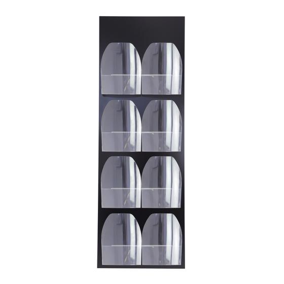 Wandprospekthalter für 8 x DIN A4, Alu-Verbund-Paneel in schwarz, Taschen frei umhängbar, 1450 x 500 mm