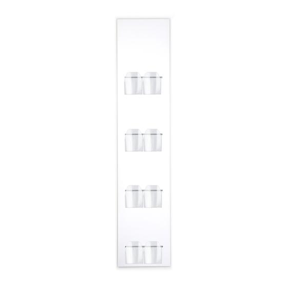 Wandprospekthalter für 8 x DIN A6, Alu-Verbund-Paneel in weiß, Taschen frei umhängbar, 1450 x 300 mm