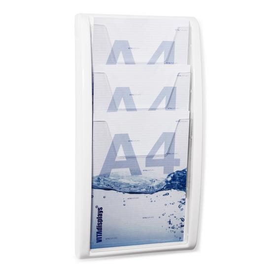 DIN A4 Display / 3 Etg. / Wandmontage (Weiss)