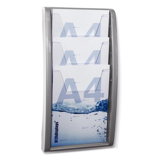 DIN A4 Display / 3 Etg. / Wandmontage (Grau)
