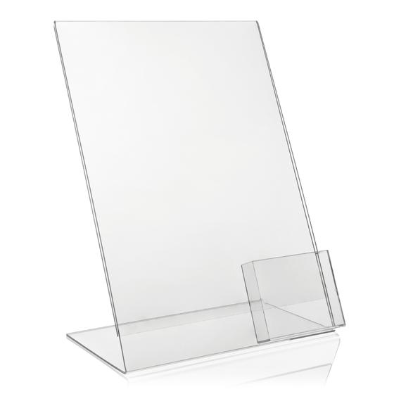 DIN A3 advertising stand as L-stand with DIN A6 flyer tray