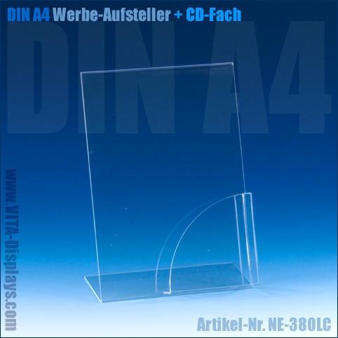 DIN A4 Werbeaufsteller (L-Ständer) + CD-Fach