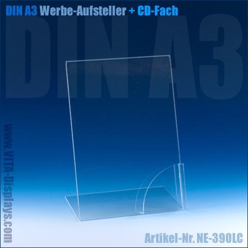 DIN A3 Werbeaufsteller (L-Ständer) + CD-Fach