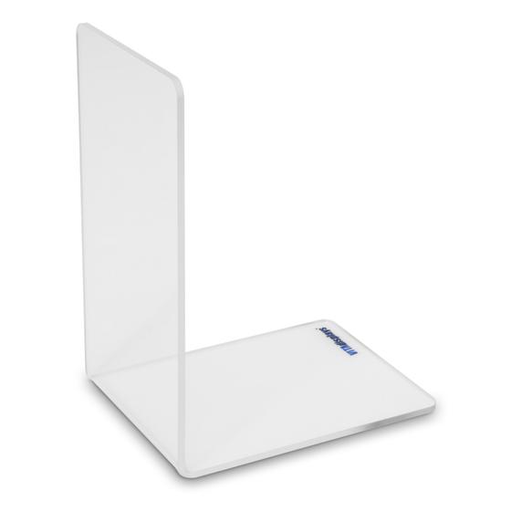 Glasklare Winkelbuchstütze aus PLEXIGLAS® in 9 x 12 x 16 cm