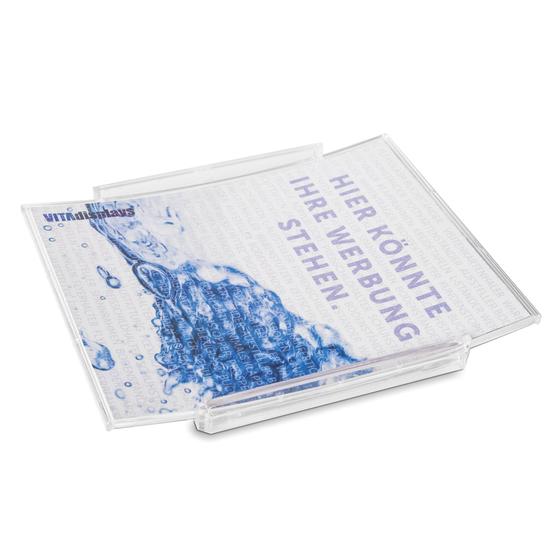 Payment tray with insert for your advertising, transparent cash tray for change