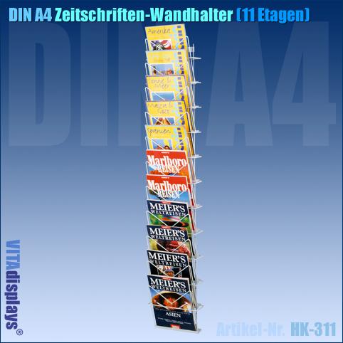 Zeitschriften-Wandhalter / 11 Etagen DIN A4